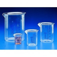 Bicchiere - Beaker in PMP Forma Bassa Graduazione blu